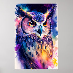 Colorful Creative Wise Owl Illustration Poster