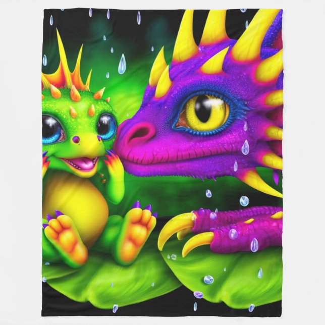 Colorful Creatures Fleece Blanket (Front)