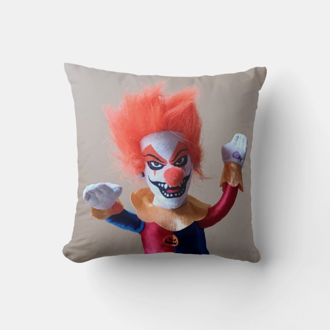 Colorful Creepy Scary Clown Throw Pillow (Front)