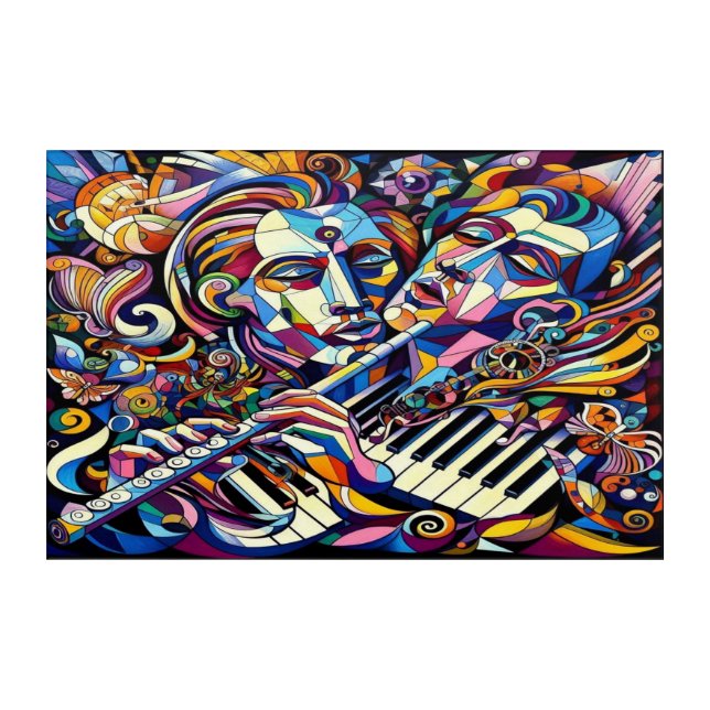 Colorful Crescendo: Artistic Expression of Music Acrylic Print (Front)