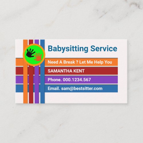 Colorful Crisscross Columns Babysitter Business Card