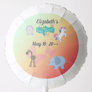 Colorful Critters Baby Shower Green Yellow Orange Balloon