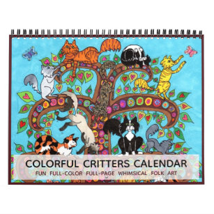 Colorful Critters Fun Cute Animals 2022 Boho Art Calendar