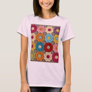 Colorful Crochet Flower Pattern – Handmade Granny  T-Shirt