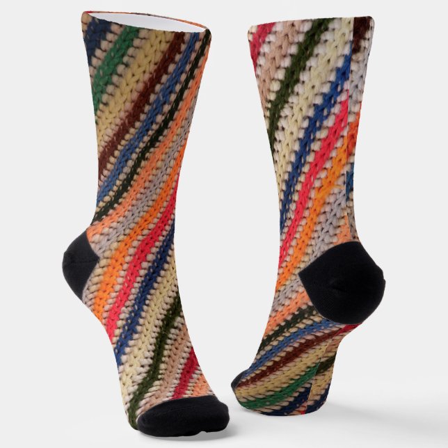 Colorful Crochet Print Socks (Angled)