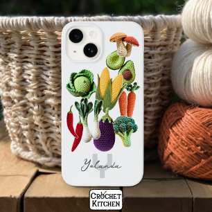 Colorful Crochet Vegetable Mushroom Collage Name Case-Mate iPhone 14 Case
