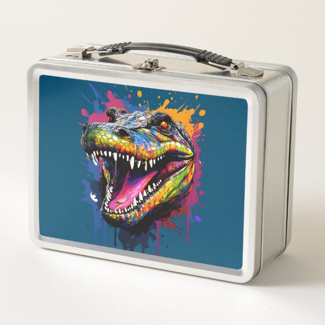 Colorful Crocodile Metal Lunch Box (Front)