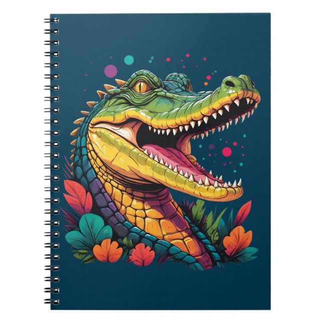 Colorful Crocodile Portrait Puzzle Notebook (Front)