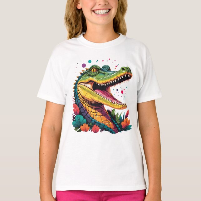 Colorful Crocodile Portrait T-Shirt (Front)