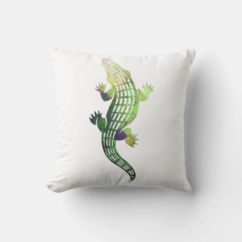 colorful crocodile throw pillow