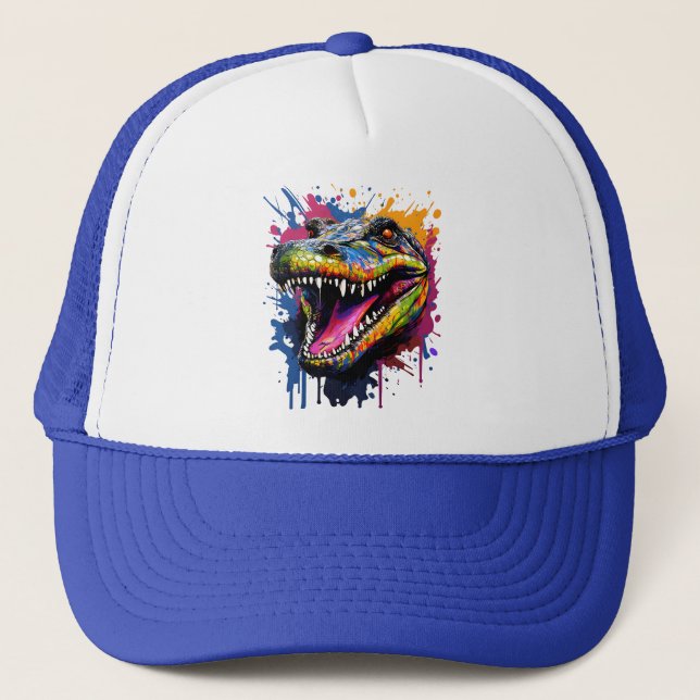 Colorful Crocodile Trucker Hat (Front)
