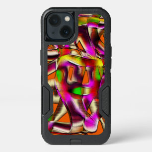 Colorful crooked cutouts pink and notched scratch iPhone 13 case