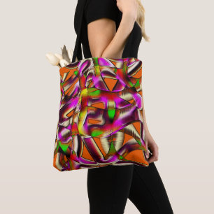 Colorful crooked cutouts pink and notched scratch tote bag