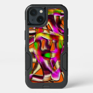 Colorful crooked cutouts with pink and carved iPhone 13 case