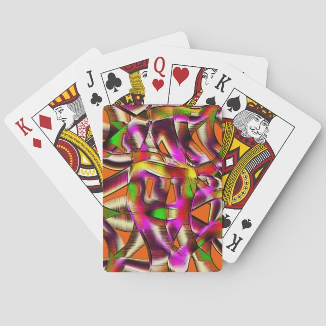 Colorful crooked cutouts with pink and carved poker cards (Back)
