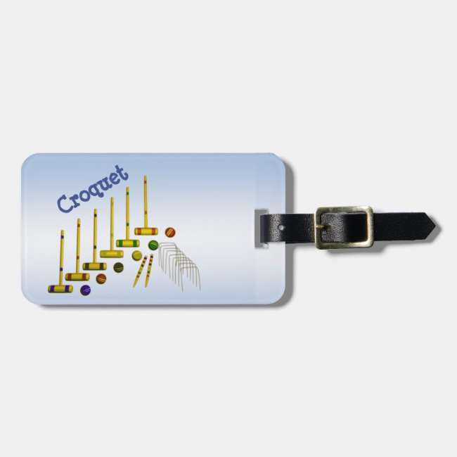 Colorful Croquet Blue Luggage Tag