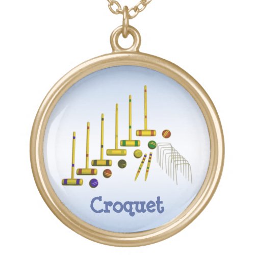 Colorful Croquet Blue Necklace