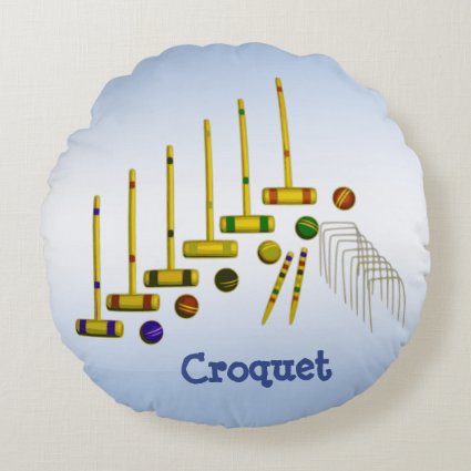 Colorful Croquet Round Pillow