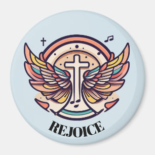 Colorful Cross Agnel Wings Rejoice Magnet