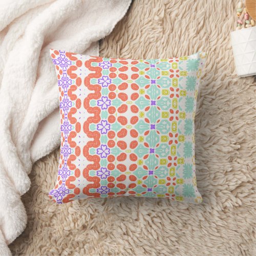Colorful Cross Brick Geographic Pattern  Throw Pillow