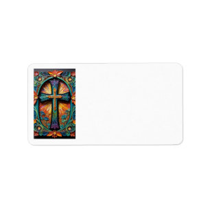 Colorful Cross Motif Address Labels