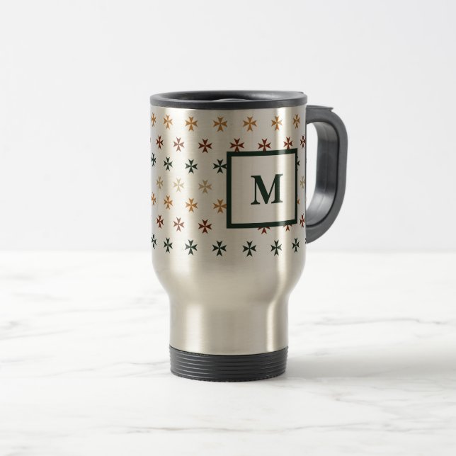 Colorful Cross Pattern Personalized Initial Mug (Front Right)