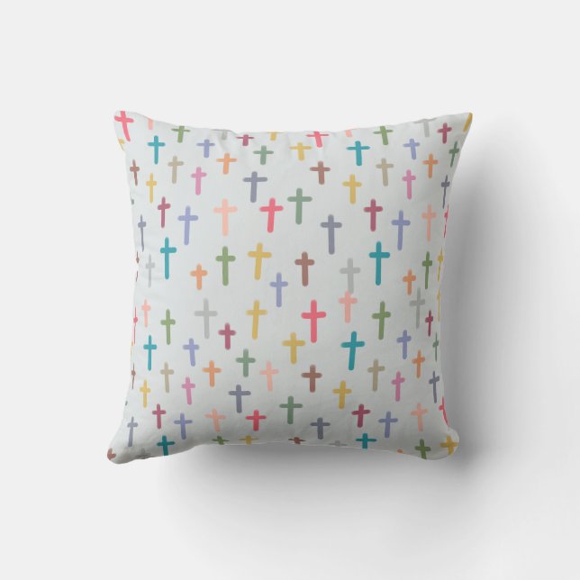 Colorful cross pattern throw pillow (Back)