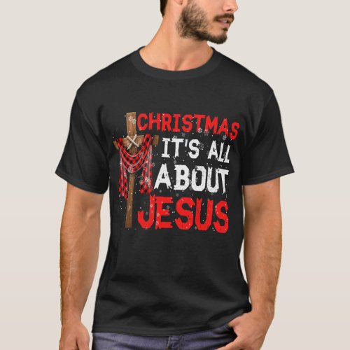 Colorful Cross Plaid Jesus Christmas Christian T_Shirt