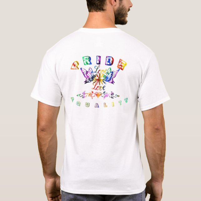 Colorful cross with love is love butterflies  T-Shirt (Back)