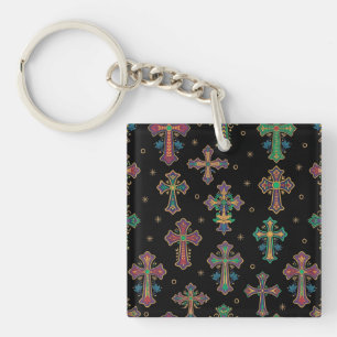 Colorful Crosses / Faith but Make It Fun Keychain