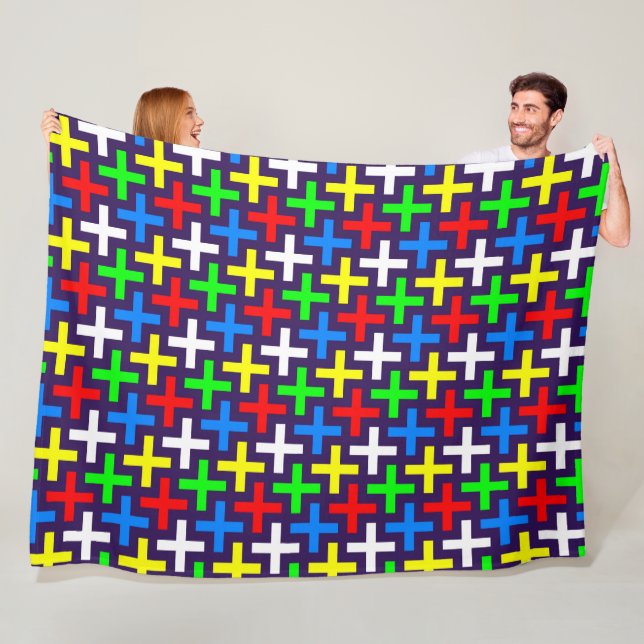 Colorful crosses pattern fleece blanket (In Situ)