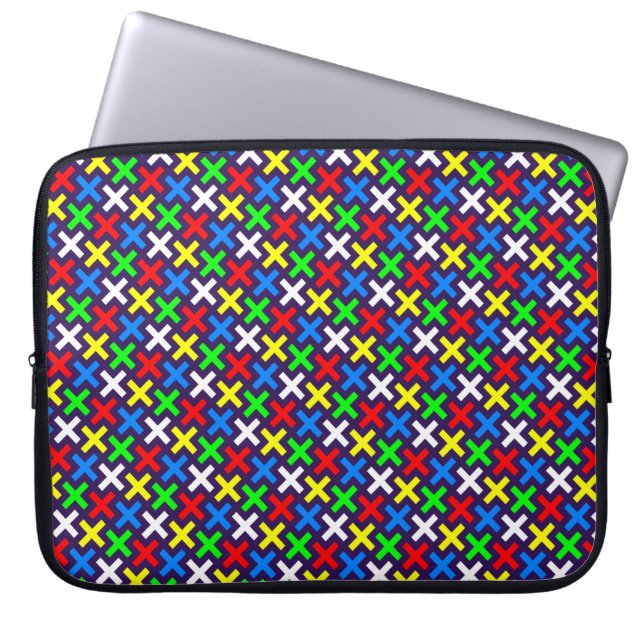 Colorful crosses pattern laptop sleeve (Front)