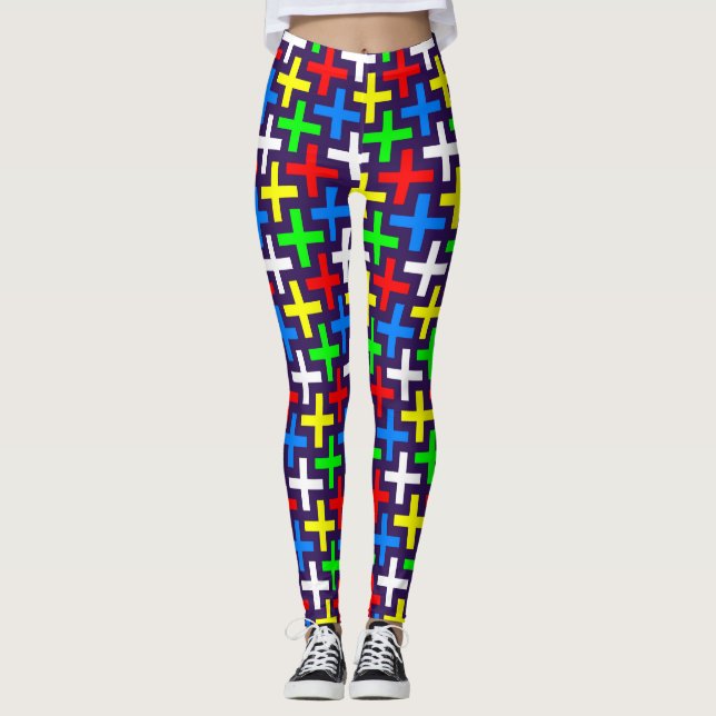 Colorful crosses pattern leggings (Front)
