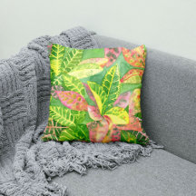 Colorful Croton Watercolor Pillow