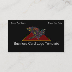 Colorful Crow or Raven Logo Business Card