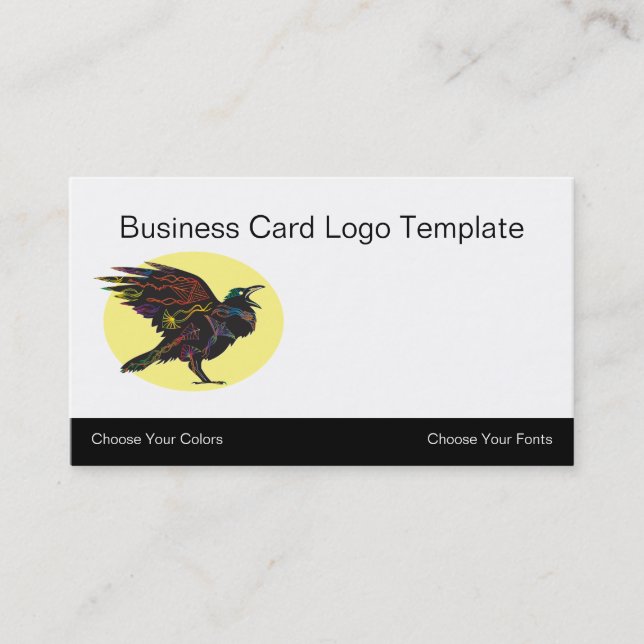 Colorful Crow or Raven Logo Business Card (Front)