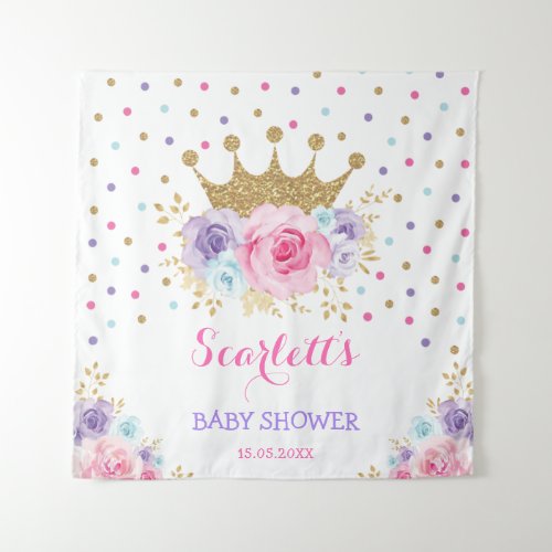 Colorful Crown Princess Royal Baby Shower Girl Tapestry