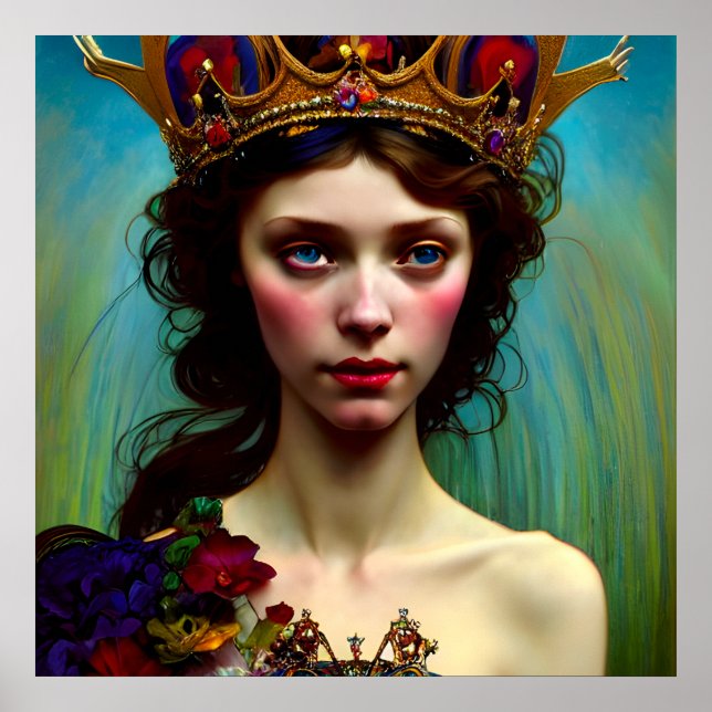 Colorful Crowned Lonely Princess Poster (Front)
