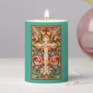 Colorful Crucified Jesus / John 3:16 Quote Lenten Pillar Candle