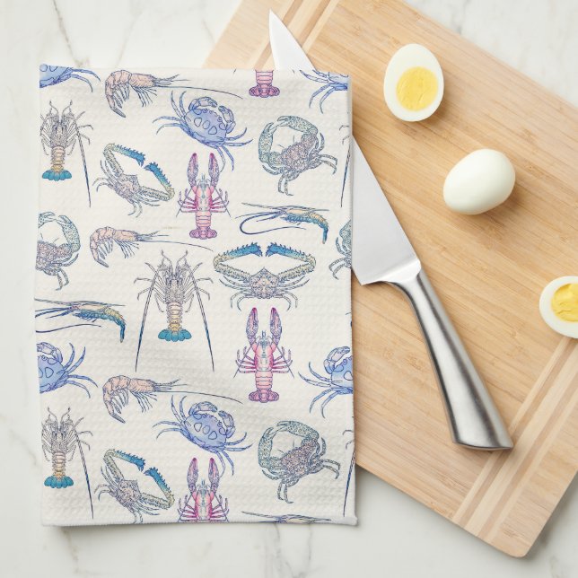 Colorful Crustacean Core Aesthetic Kitchen Towel (Quarter Fold)