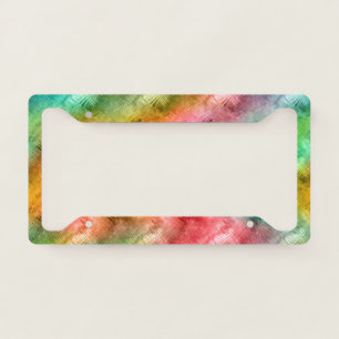 Colorful Crystal Glass Pattern License Plate Frame