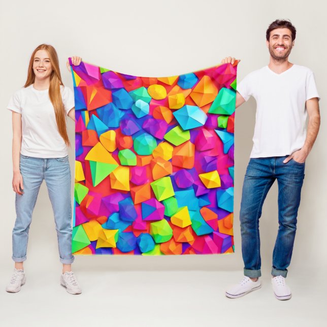 Colorful Crystal Shapes Art Fleece Blanket (In Situ)