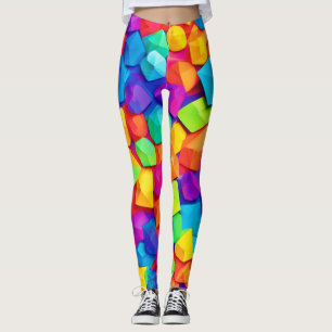 Colorful Crystal Shapes Art Leggings