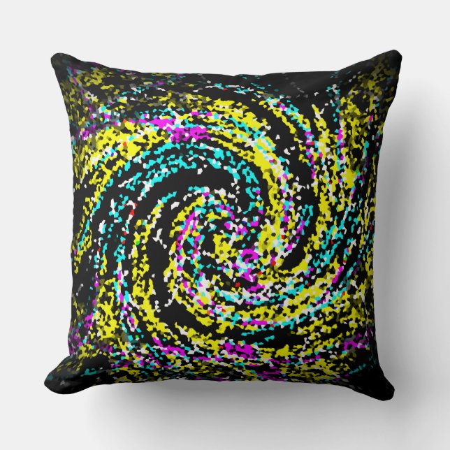 Colorful Crystallized Confetti Spiral Throw Pillow (Front)