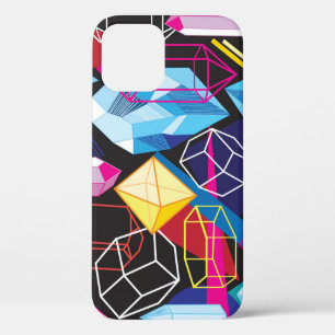Colorful crystals, dark abstract background iPhone 12 case