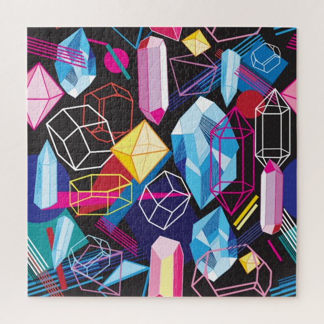 Colorful crystals, dark abstract background jigsaw puzzle (Vertical)