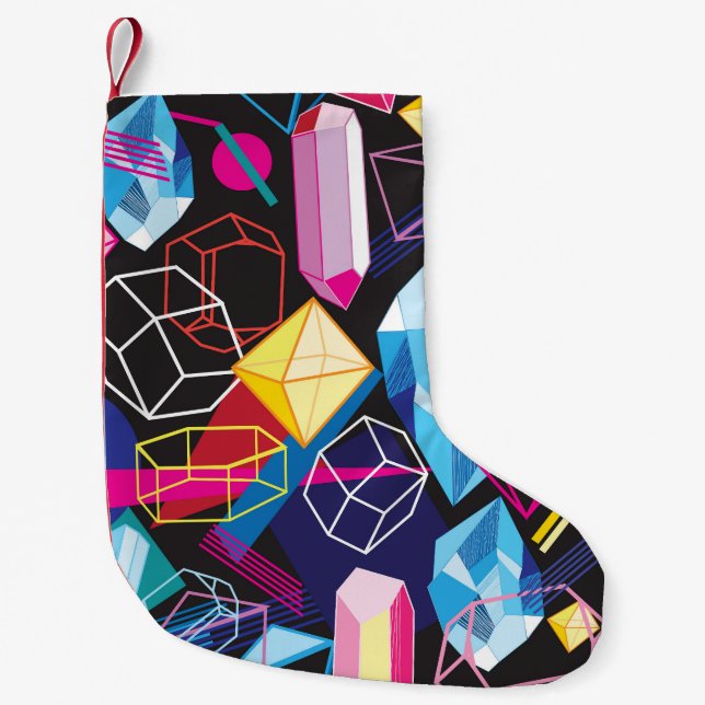 Colorful crystals, dark abstract background small christmas stocking (Front)