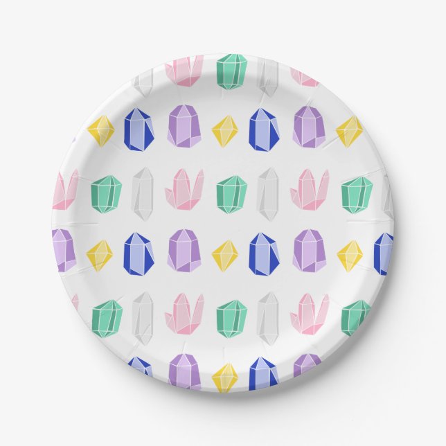 Colorful Crystals Pattern Paper Plates (Front)