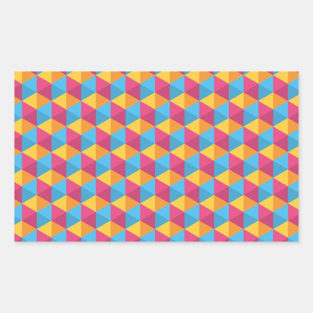 Colorful Cube Pattern Rectangular Sticker (Front)