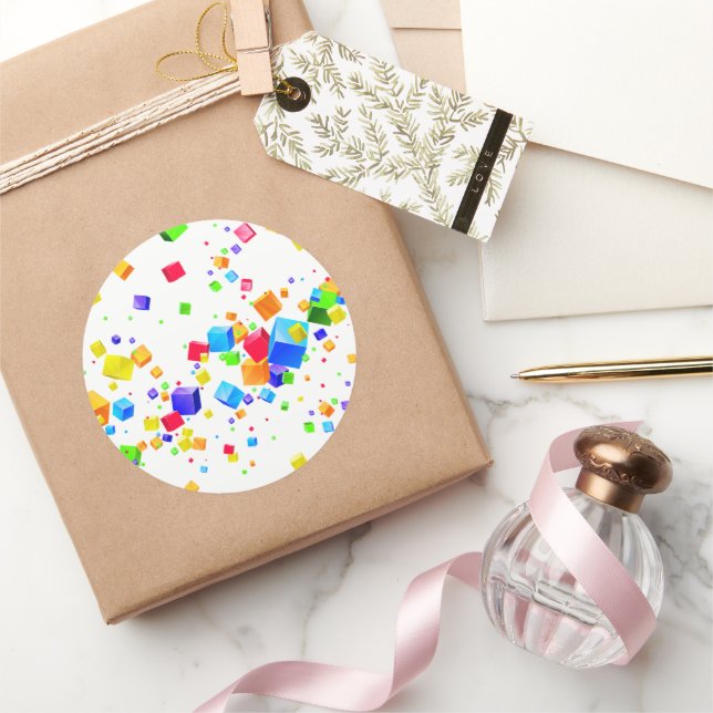 Colorful Cubes 1 Classic Round Sticker (Gifting)